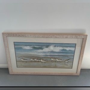 NEW shannon Daigle fine art sandpipers beach framed painting 24x35” coastal
